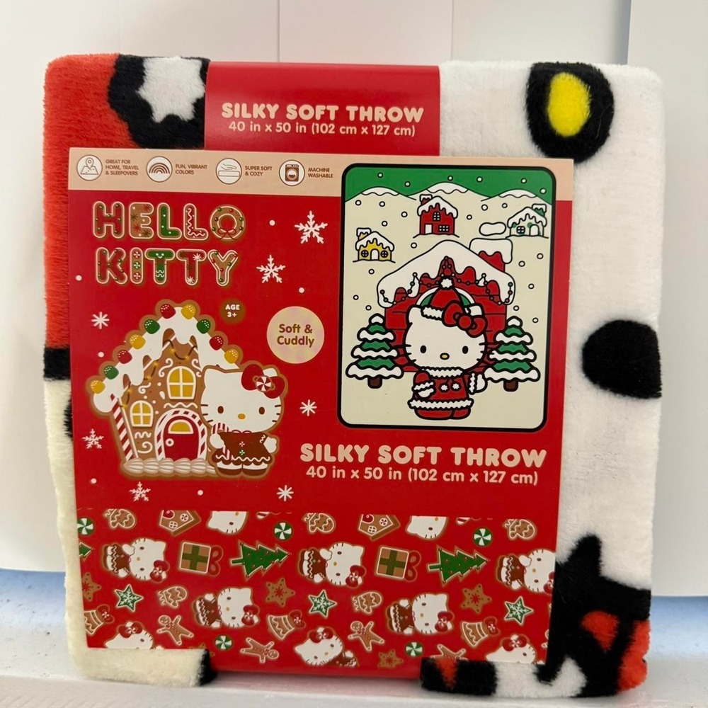 Hello Kitty Christmas Throw Blanket 40x50" Gingerbread House Sanrio New